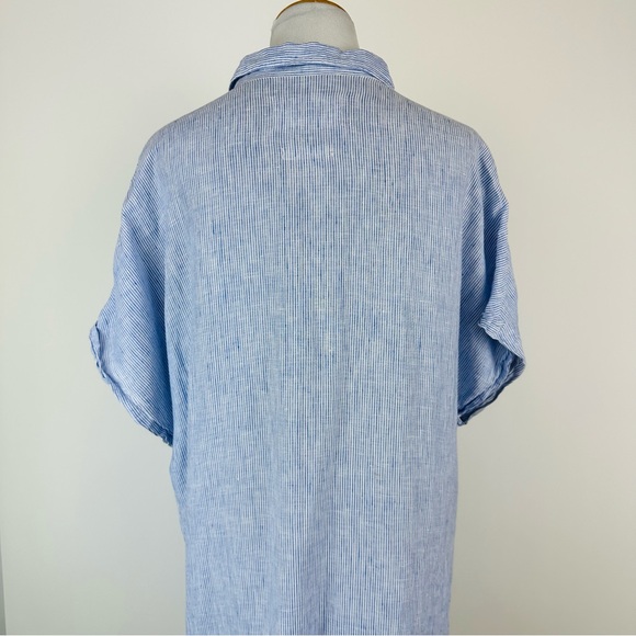 GRAYSON The Artist Blue White Linen Popover Dress Size Medium - Picture 9 of 12